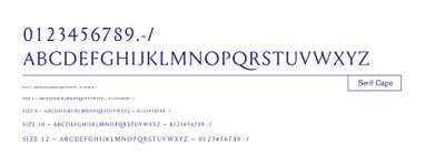 Serif ring font engraving options in various font sizes and all caps.