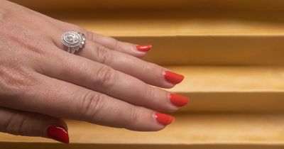 Harper No. 3 Pavé paired with our halo band for a seamless wedding set look.