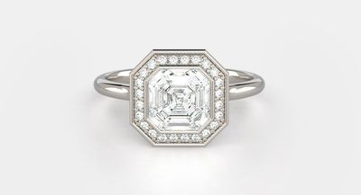 An Asscher Halo in platinum