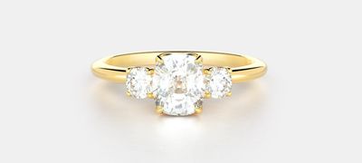 Sidney No. 1 a dead ringer for Meghan Markle's engagement ring. Set this ring with a lab grown cushion cut diamond for a celeb inspired look that wont break the bank.