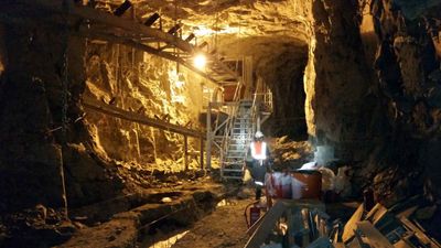 An underground tunnel searching for diamonds.