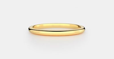 1.8mm round band shown in 18K gold