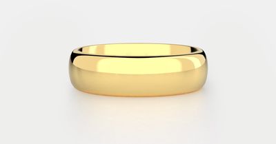 6mm round band shown in 18K yellow gold — the perfect wide band for your ring stack