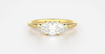 Marquise east west solitaire in yellow gold