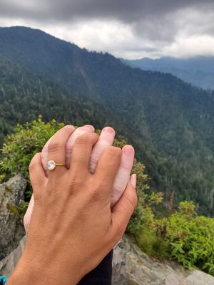 custom 2 carat rose cut yellow gold engagement ring on left hand