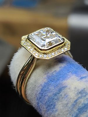 Asscher halo engagement ring