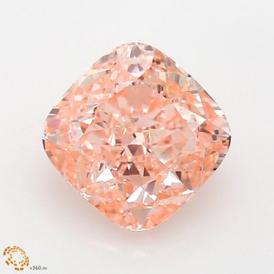 Fancy Orangy Pink cushion cut lab grown diamond