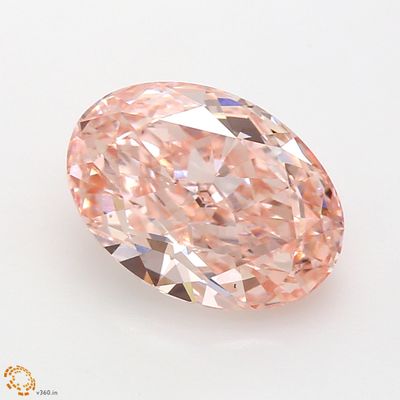 Fancy Light Orangy Pink oval cut lab grown diamond
