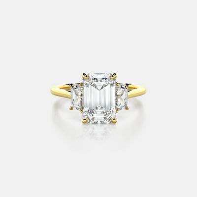 frank darling custom three stone emerald cut diamond engagement ring setting with trapezoid side stones
