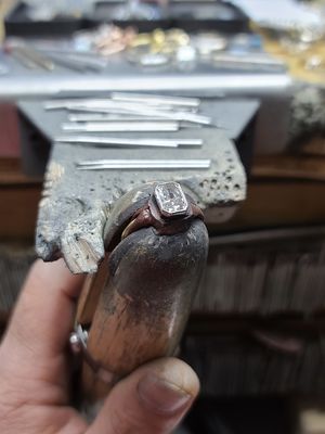 custom frank darling radiant two tone bezel set engagement ring