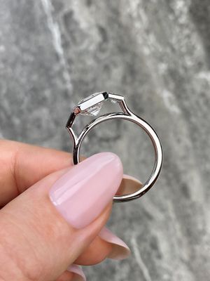 custom frank darling art deco inspired three stone cathedral setting in platinum