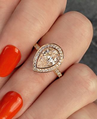 Custom Frank Darling Rose gold teardrop ring