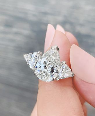 Custom Frank Darling Harper no 6 pear 3 stone 2ct engagement ring in platinum