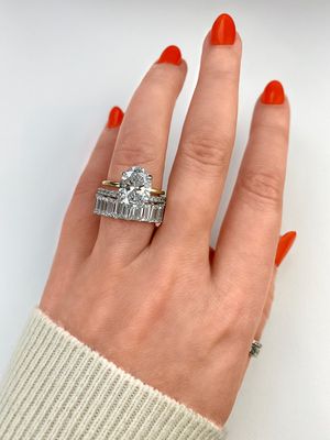 Frank darling custom wedding bands stacked with chunky eternity band