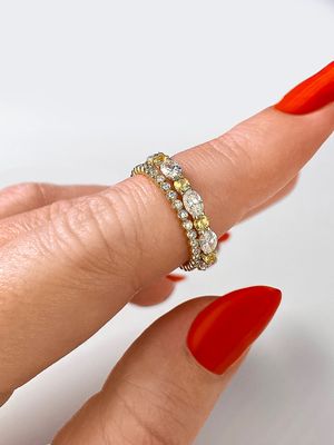 frank darling custom east west oval diamond and sapphire eternity band