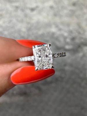 frank darling custom radiant diamond cut engagement ring
