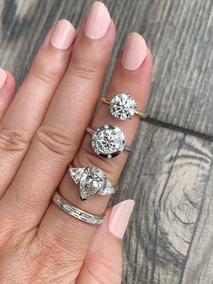 Custom Frank Darling engagement rings in various styles.