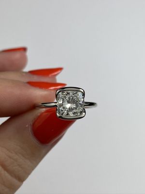 Frank darling cushion clutch engagement ring