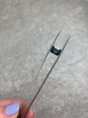 Teal emerald cut sapphire