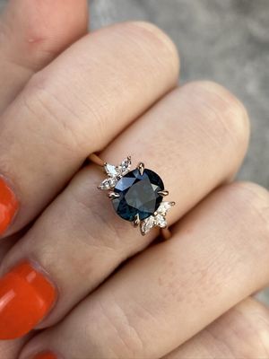 Frank Darling custom sapphire engagement ring with diamond accents