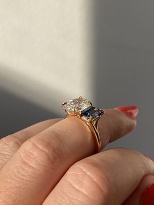 Frank Darling custom split shank two stone ring