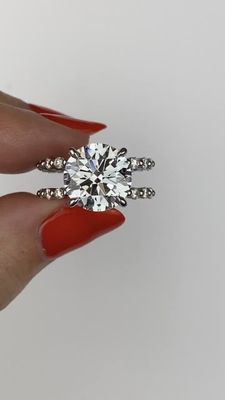 Frank double bubble split shank engagement ring