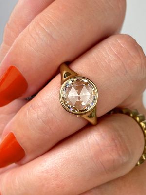 Frank Darling signet style rose cut engagement ring