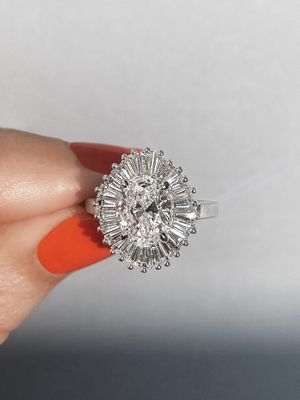 Frank Darling edwardian era baguette halo ring