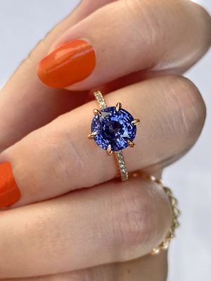 Frank darling custom sapphire engagement ring in yellow gold