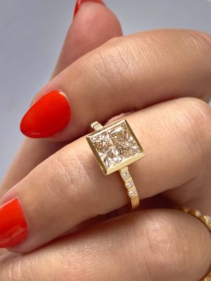 Frank Darling champagne diamond princess cut bezel ring